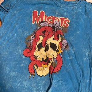 Fashion Nova XL Misfits t shirt acid wash Blue